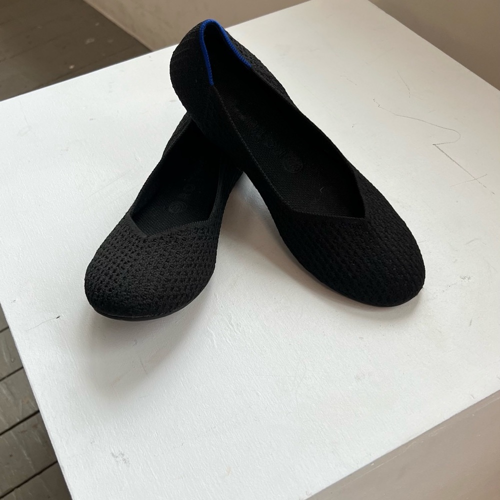 Rothy’s Never Worn!!! Black Slip-On Flats with Textured Fabric and Rounded Toe